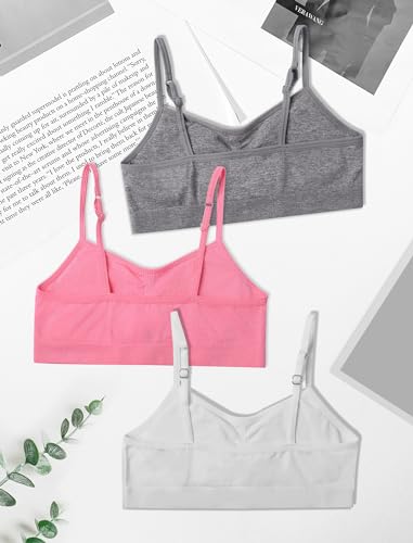Livona Girls Seamless Padded Training Bras, Sports Bra, Fitness Bra, Crop Cami Tank Top (6-14), 2 Colors, Large, Wire Free, Moderate Support