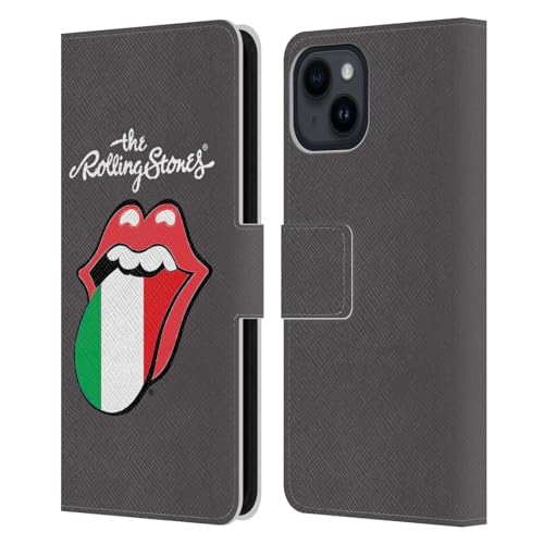 The Rolling Stones funda de cuero para iPhone 15 con tarjetero Italia Lameduras