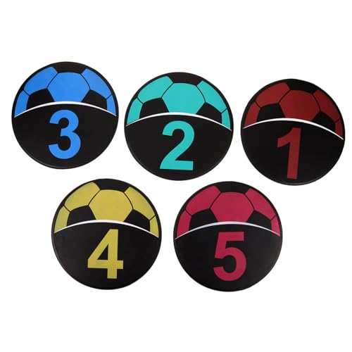 balacoo 5Pcs Soccer Training Markers Multi Function Agility Sign Disc for Football Basketball and Gym Drills Durable Spot Markers with Bright Colors for Sports Training