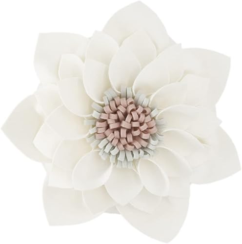 KINGROSE Almohada decorativa de flores 3D, cojín redondo para sofá, silla, dormitorio, decoración del hogar, 14 pulgadas, color crema