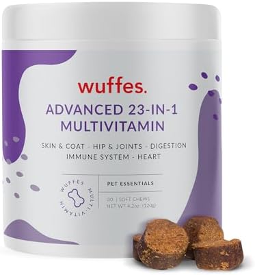 23-in-1 Chewable Dog Multivitamin&Supplements – Dog Multivitamin for Small&Large Breed – Pet Vitamins and Minerals for Coat, Heart, Hips&Joints, Digestion&Immune System, 30 Soft Chews (23-in-1)
