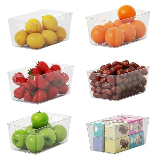 BPA-Free Fridge Organizer Bins - 6 Pack