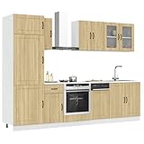 Keeushr 8-TLG. Küchenschrank-Set Lucca Sonoma-Eiche Holzwerkstoff mit Unterschrank und Küchenunterschrank Lucca für optimale Organisation