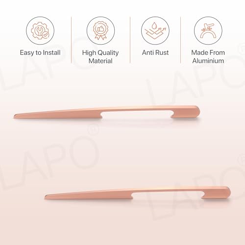 Image of LAPO 18 Inch Pull Handles for Home Interior, Pulls for Drawer and Wardrobe, Neat Holding Shape, Corrosion Resistant, Hole to Hole Size 41.5 cm, Easy Fit Design (Rose Gold, Pack of 2)