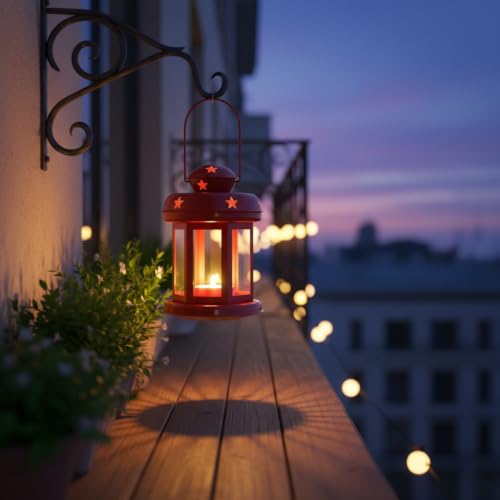 Image of Mini Metal Tea Light Lantern Set of 2 Red Candle Holder Home Decor | | Perfect for Living Room, Bedroom, Pooja Space, Festive Decor, Weddings, Housewarming & Gifting Ideal for Diwali, Wedding