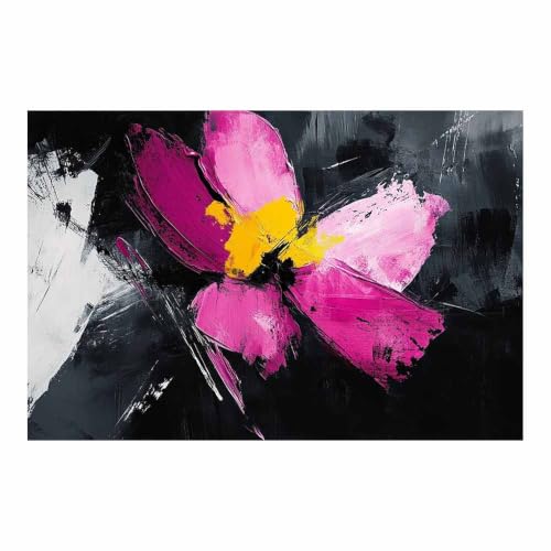 Decoration murale salon et dortoir avec tableau fleurs rose abstrait