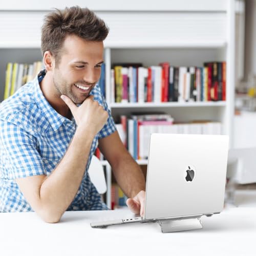 HASTHIP® Laptop Case for MacBook Air 13.6 inch M3 A3113 2024 / M2 A2681 Sleek Transparent 2 in 1 Laptop Case with Intergrated Folding Rising Stand Universal Laptop Case for MacBook Air 13.6 inch M3 M2 7 41K7XfDJEWL