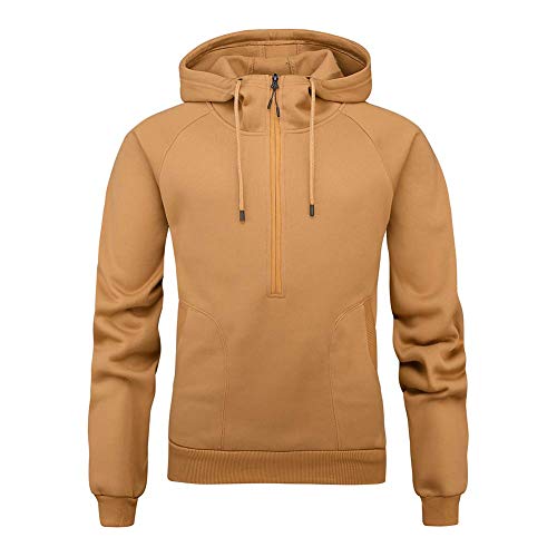 AOTORR Sweat à capuche à manches longues pour homme avec poches - Style décontracté - Couleur unie, kaki, L Cover