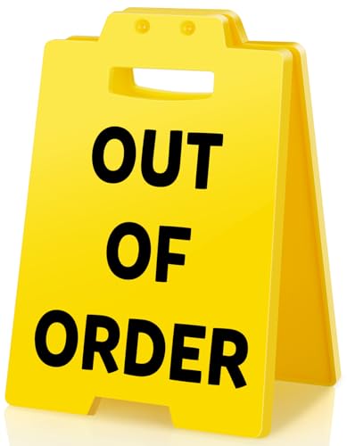 BuiltFit Out of Order Office Sign - Small Mini Office Desk Sign Caution Reminder Cubicle Decor Accessories Gifts Bathroom Retail Store Restaurant Hotel Pub Cafe Room Vacation Workplace Leave Signs
