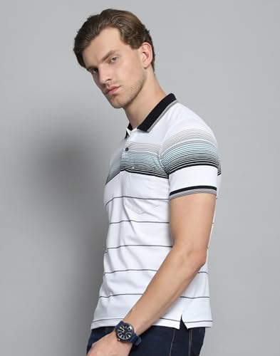 Image of Monte Carlo Men's Regular Fit Polo T-Shirt | Half Sleeve | Striped Collared Tee | Casual Everyday Wear | Stylish & Comfortable Tshirt for Men