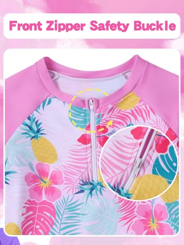 Image of Valcatch Girls Rash Guard Set 2 Piece Long Sleeve UPF 50+ Quick Dry Swimsuit with Ruffle Shorts