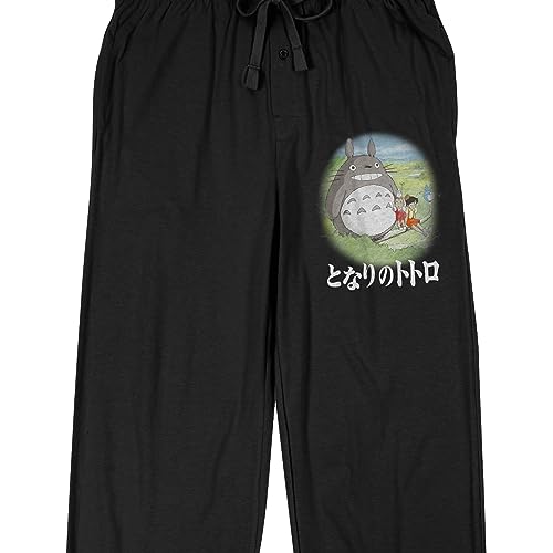 My Neighbor Totoro Big Rabbit, Mei, and Satsuki Men's Black Sleep Pants2