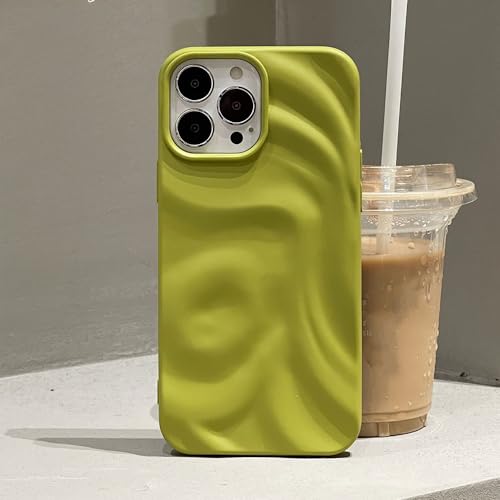 Coque iPhone 14 Pro silicone mat pli 3D vert pour le quotidien