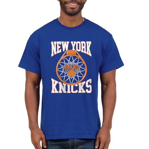 Junk Food NBA - New York Knicks - Above the Rim - Officially Licensed Adult Short Sleeve Fan Tee for Men and Women