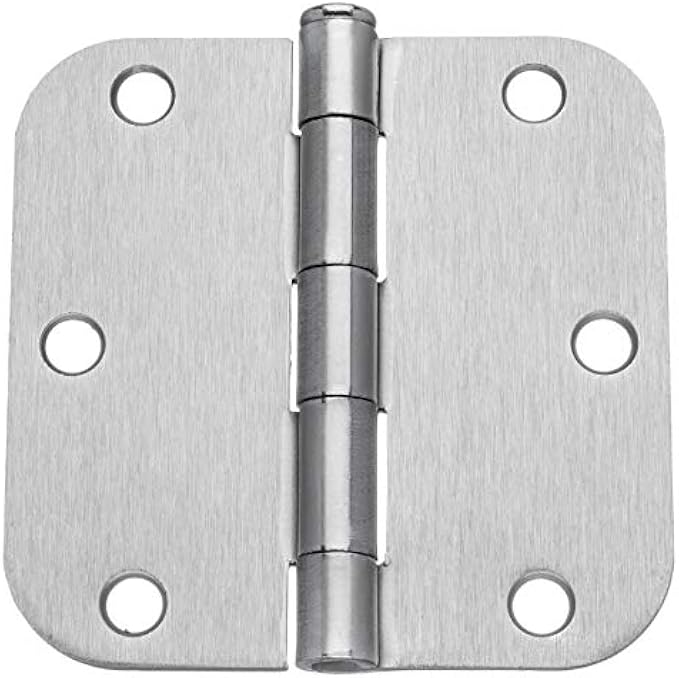 Dynasty Hardware 3-1/2" Door Hinges 5/8" Radius Corner, Satin Nickel (2 Pack)