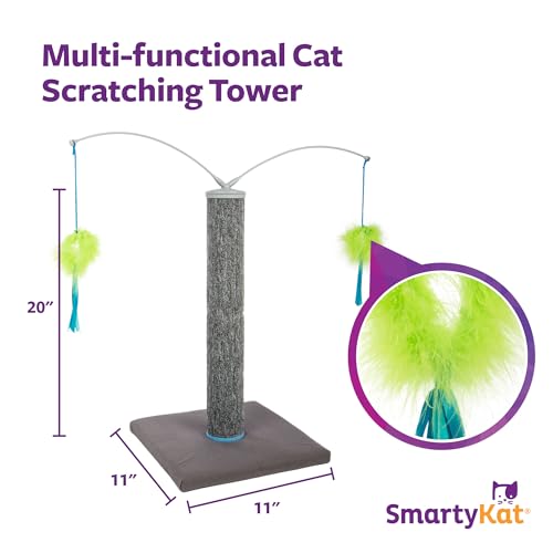Arbre à chat interactif avec griffoir vertical et jouets rotatifs
