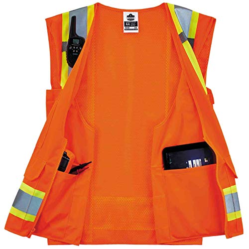 Image of Ergodyne Unisex Two-tone Class 2 Two Tone Surveyors Vest, Orange, Small-Medium US