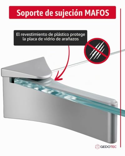 Soporte de estantería Gedotec metálico de diseño premium en acabado plata anodizado 6