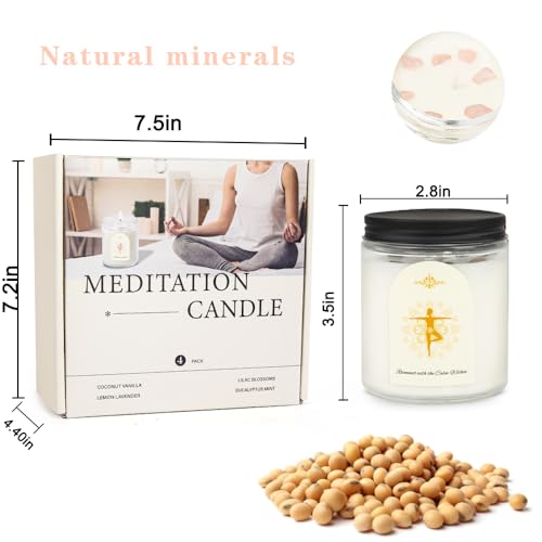香り付きキャンドルセット | レディースキャンドルセット クリスタルとヒーリングストーン付きキャンドル4個セット 6オンス - 燃焼時間45時間 | 煙が出ないキャンドルで家を浄化し、負のエネルギーを取り除きます [3]