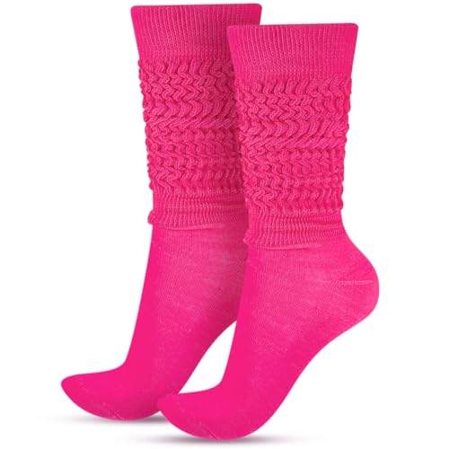 Geyoga Neon Slouch Socks,80s 90s Neon Women's Leg Warmers Extra Long Slouch Socks Soft Scrunch Knee High for Party