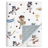 BORITAR Baby Blanket for Boys Girls, Soft Lightweight Minky Blanket with Double Layer Dotted Backing for Infant Toddler Nursery Crib with Cute Woodland Animal Baseball Design, 30 x 40 Inch