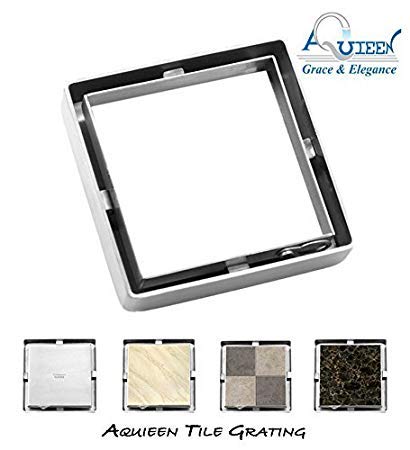 Aquieen Stainless Steel SS 304 Tile Insert Bathroom Floor Water Drain Grating with Anti Foul Cockroach Trap (Floor Jali) 15 x 15 cms, Silver