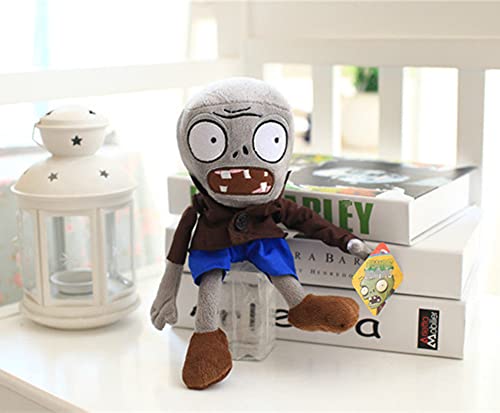 JHESAO 12" PVZ Plush Zombies Brown Coat Toys Soft Doll Gray