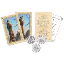St Francis Prayer Card - Laminated St Francis of Assisi Card, Patron Saint Token, The Lords Prayer - Catholic Cardstocks and Tokens Set - Total of 7 Items