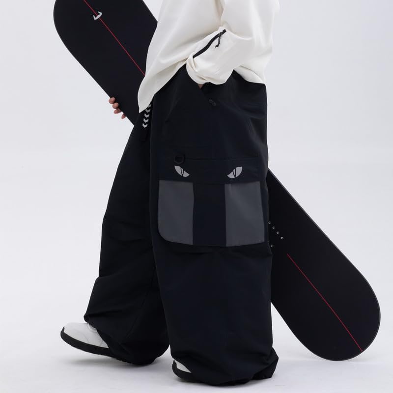 Snowshred Men's Baggy Windproof Cargo Snow Pants Mountain Insulated Ski Pants For Skiing Camping and Outdoor Adventures