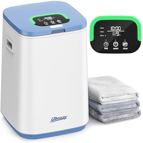 Uboway Hot Towel Warmers for Bathroom - 23L Large Blanket Warmer for Home, Heated Towel Warmer Bucket with 24h Delay Timer, Auto Shut Off, Safety Child Lock, LED Screen & U-Shaped Light, Luxury Blue Cover