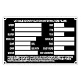 Blank Trailer ID Data Plate VIN MFG & DOT Serial Number TAG 5 1/2' x 3 1/2' .Aluminum