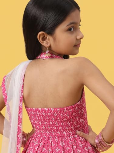 Image of Nautinati Girls Nauti Nati Girls Printed V Neck Pure Cotton Kurti With Sharara Dupatta