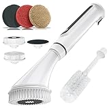 Wastou Elektrische Reinigungsbürste Haushalt, Wiederaufladbare fliesenreiniger elektrisch, Rotierende Putzbürste mit 6 austauschbaren Bürstenköpfen, Akku Reinigung bürste schrubber für Bad, Glas