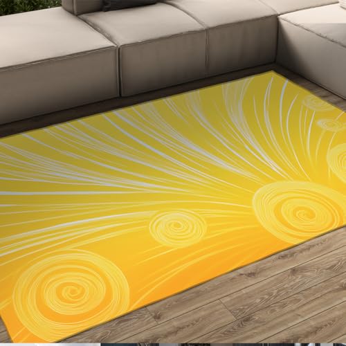Alfombra Lavable Zona Solar 200x300 Alfombra Amarilla Bohemia ombré Alfombra Dormitorio Modern Abstracto Mediados Siglo alfombras Antideslizantes Pelo bajo salón Juegos decoración mesilla Noche