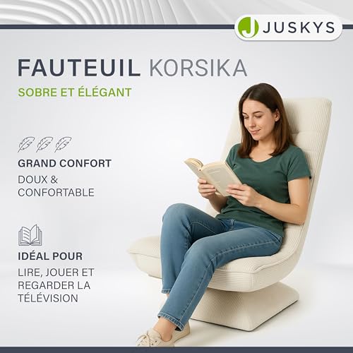 Fauteuil relax pliable Korsika velours beige pivotant salon - 4