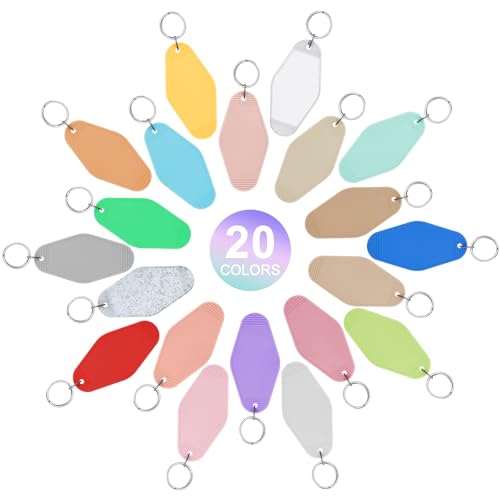 Image of LOTMER 20 /30 /40 /80 PCS Hotel Keychain Blank with Key Rings, 60 Colors Motel Key Chains for DIY Keychains