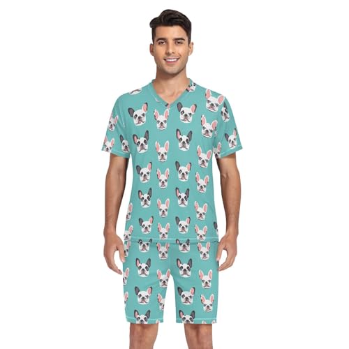 Bulldog Head Men’s Pajama Sets Short Sleeve Shirt and Pants with Soft Touch Fabric4