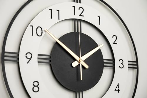 Image of Arabs Morden Metal & Wooden Analog Wall Clock for Living Room Bedroom Office Kitchen Stylish Wall Clock for Home and Hall Designer Big Size Modern (40 CM)