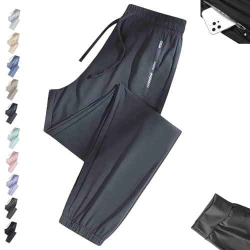 Nallywear Stretch Pants, Cooling Ultra Soft Perfect Drape Casual Pants, Pull on Ice Silk Comfort Everyday for Women Men(Dark Gray,Medium_Jogger)