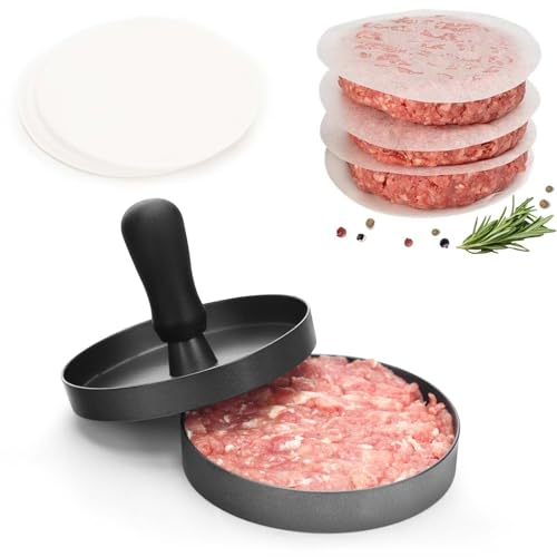 WEATAEDE Burger Press 200 Patty Papers Aluminum Burger Press Patty Maker Meat Beef Cheese Veggie Burger Maker for Grill Griddle BBQ Barbecue