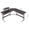 ODK Corner Desk With Storage, L Shaped Desk With Hook, Computer Gaming Desk With Monitor Stand, Black 148×120 Cm - View #13
