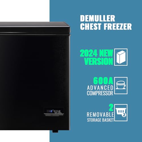 Chest Small Freezer with Electronic Control 41℉ to -15 ℉ Freestanding Deep Mini Freezers with 2 Removable Stainless Steel Basket Top Open Door BLACK on Fridge.com