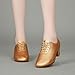 Women Latin Dance Shoes Closed Toe Rubber Sole Non-Slip Fashion Lace-up Outdoor Dance Shoes Tango Waltz Salsa Modern Dance Professional Performance Dance Shoes (Color : Brass, Size : 9.5)