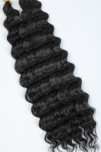 TAOYEMY Deep Wave Bulk Braiding Hair 120g (1 Pack-2 Bundles) No Weft Boho Braids Wet and Wavy Synthetic Hair Extension (1B - Image 4
