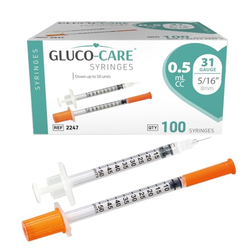 GLUCO-CARE 0.5 ml/cc Syringes 31G x 5/16 (8mm) 100/box