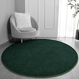 FlyDOIT Round Area Rugs for Bedroom Living Room, 5x5 Dark Green Super Soft Comfy Thickened Memory-Foam Indoor Circle Carpet, Modern Aesthetic Minimalist Carpet for Boys Girls Adults Nursery Home Décor
