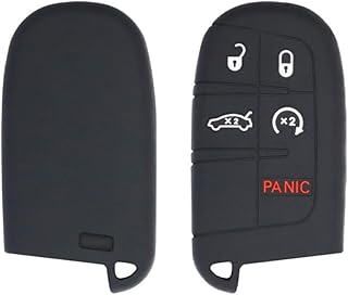 حافظة حماية من السيليكون لمفتاح التحكم عن بعد بـ5 ازرار لسيارة دودج تشارجر تشالنجر دارت دورانجو جورني كرايسلر جيب جراند شيروكي من اروما - اسود