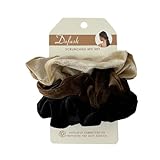 Dofash 3Pcs Excellent Velvet Traceless Beauty Thermal Twisters Hair Scrunchies Assorted Color With Delicate Bag For Girls And Woman （Black +Brown+Blonde)
