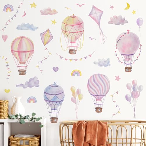 Vinilos decorativos globo aerostático grande para pared 2 piezas miniatura 7