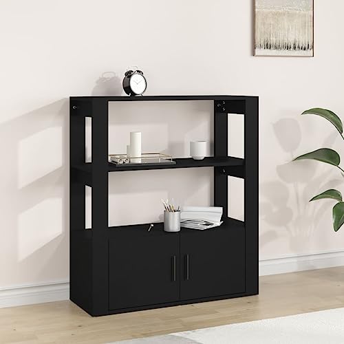 CKioict Buffetschrank modern Küchenschrank Vitrinenschrank Sideboard Schwarz 80x30x90 cm Holzwerkstoff für Schlafzimmer & Wohnräume & Büro